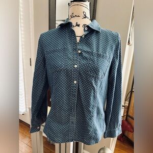 Talbots Polka Dot Button-Up Jean Shirt
